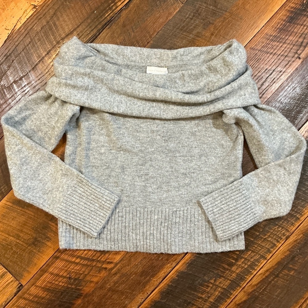 House of Harlow 1960 Off-Shoulder Foldover Sweater Gray Women’s Medium